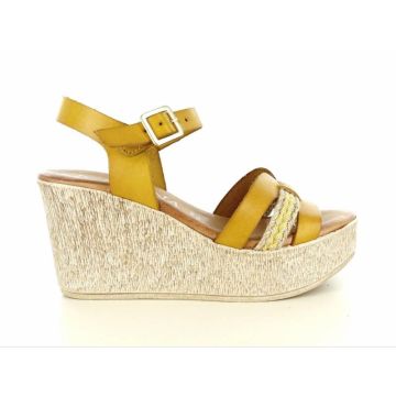 Sandalia De Piel Con Suela En Goma Mujer