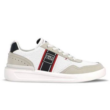 Tenis De Hombre Blanco Y Gris Con Cordones Y Con Suela 