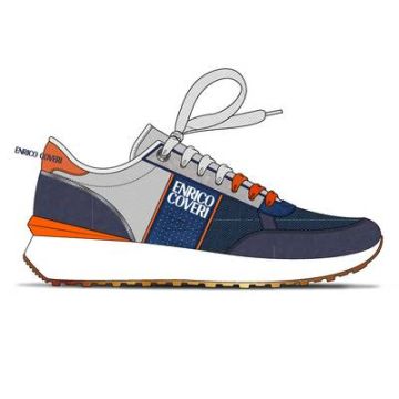 Tenis De Hombre Do-Run Naranja, Gris Y Azul Con Cordones Y Con Suela En Goma