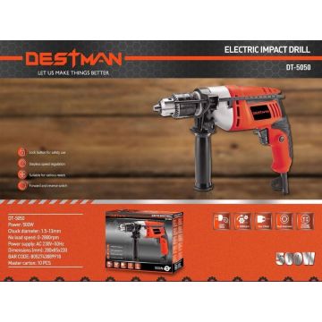 Taladro Percutor Eléctrico De 500W