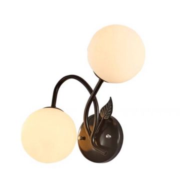 Aplique 2 Bombillas Vidrio Y Metal Mod 4029