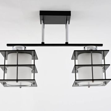 Lampara 2 Bombillas De Techo Vidrio Y Me Tal Mod.54