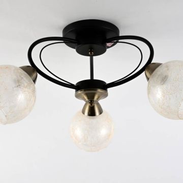 Lampara 3 Bombillas De Techo Vidrio Y Me Tal Mod 4077