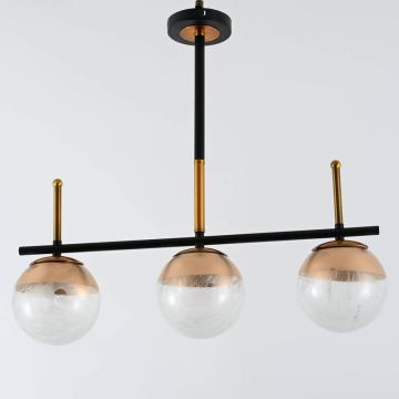 Lampara 3 Bombillas De Techo Vidrio Y Me Tal Mod.55