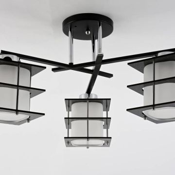 Lampara 3 Bombillas De Techo Vidrio Y Me Tal Mod.56