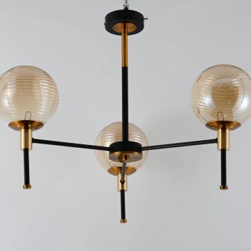 Lampara 3 Bombillas De Techo Vidrio Y Me Tal Mod.57