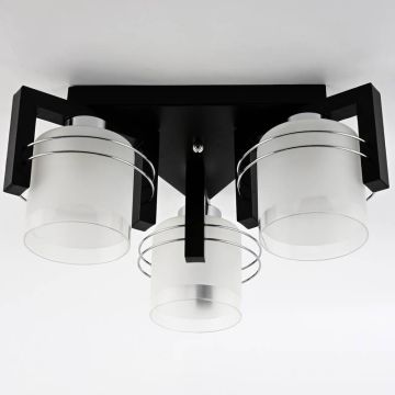 Lampara 3 Bombillas De Techo Vidrio Y Me Tal Mod.58