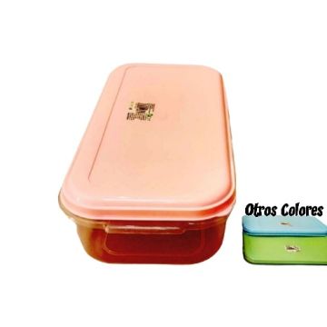 Fiambrera Plastica Rectangular Colores Pastel Grande, M/Vidal, Dimenciones 35X175X10Cm