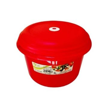 Fiambrera Pl Redonda Roja Con Fechador,M/Vidal,Capac. 3L, Dimenc. 21X21X15Cm