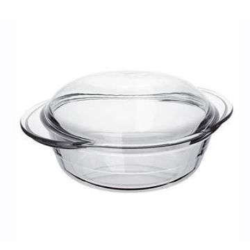 Cacerola De Vidrio Media Redonda Con Tapa 2.3 L