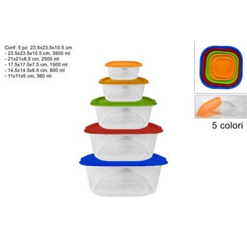 Pozuelos Con Tapas Plasticos Transparente Set 5Pz