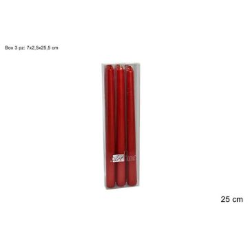 Vela Lisa 25 Cm 3 Unidades Rojo