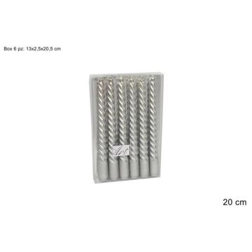 Vela Torcida 6 Unidades Cm20 Plateada