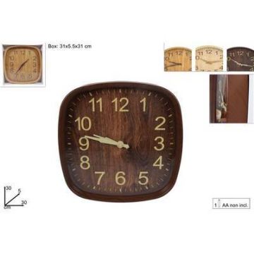 Reloj De Pared Quadrado 30Cm Efecto Madera
