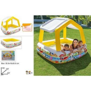 Piscina Con Dibujo Acuario Y Parasol Cm 157X157X122