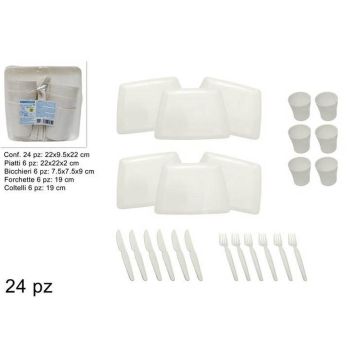 Cubiertos Plasticos Blanco Para Picnic 24Pz