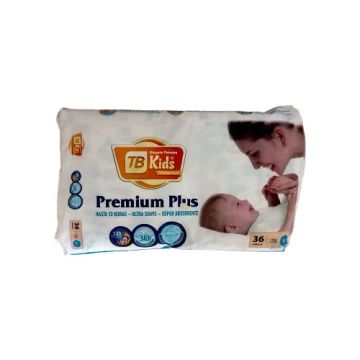 Culeros Desechables P/Bebe Menos Kg Talla S/1 (Paqte 36 U) M/Tb Kids Premium Plus